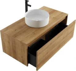 Badkamermeubel Jelsey 100 Cm Eiken - Met Waskom -Badkamer Wijs 1200x1111 8