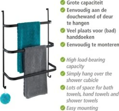 WENKO Handdoekhouder Irpinia 78x55cm Staal Zwart - Handdoekrek - Handdoekenrek Badkamer -Badkamer Wijs 1200x1113