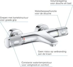 GROHE Grohtherm 1000 Performance Thermostatische Badkraan - 15cm - Met Koppelingen - Chroom - 34779000 -Badkamer Wijs 1200x1113 5
