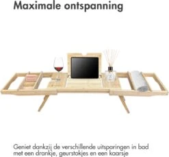 IMoshion Badplank Voor In Bad - Dienblad Inclusief Pootjes - Tablet Houder - Badrek Uitschuifbaar 75 Tot 110 Cm - Lichtbruin -Badkamer Wijs 1200x1114 4