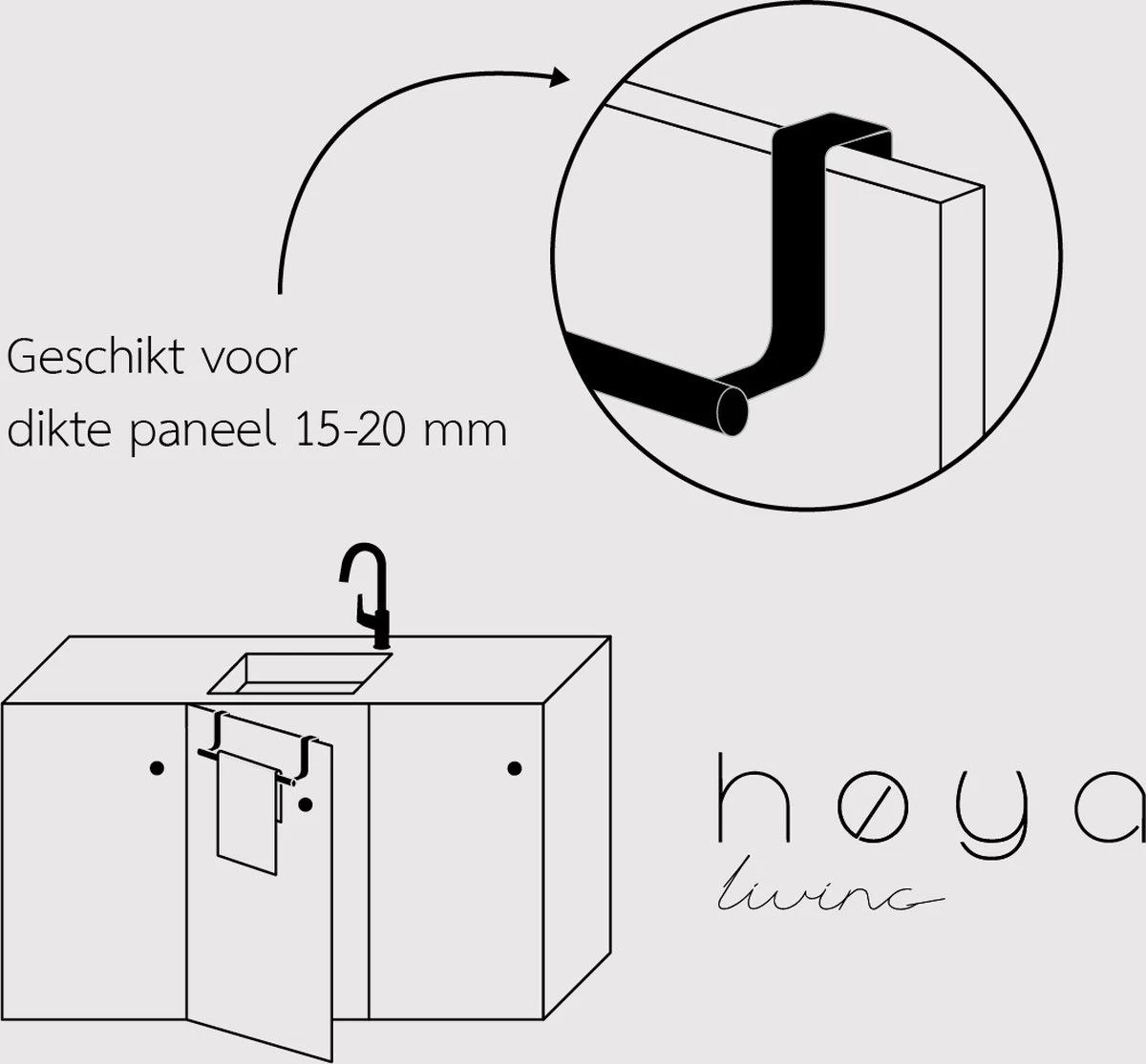 Handdoekstang VALI - 23cm - ZWART (keukenrekje - Handdoekhouder - Handdoekstang - Kastdeur Handdoekrek - Keukenkast Deur Handdoek/Vaatdoek Houder - Deurhanger - Deurhaak Keuken) 5 Handdoekstang VALI - 23cm - ZWART (keukenrekje - Handdoekhouder - Handdoekstang - Kastdeur Handdoekrek - Keukenkast Deur Handdoek/Vaatdoek Houder - Deurhanger - Deurhaak Keuken) - Afbeelding 3