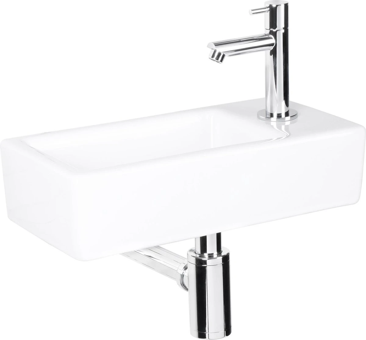 Differnz Helios Fonteinset - Wasbak Keramiek - Wit - Rechte Kraan - Chroom - Standaard Greep - 36 X 18 X 9 Cm 3 Differnz Helios Fonteinset - Wasbak Keramiek - Wit - Rechte Kraan - Chroom - Standaard Greep - 36 X 18 X 9 Cm