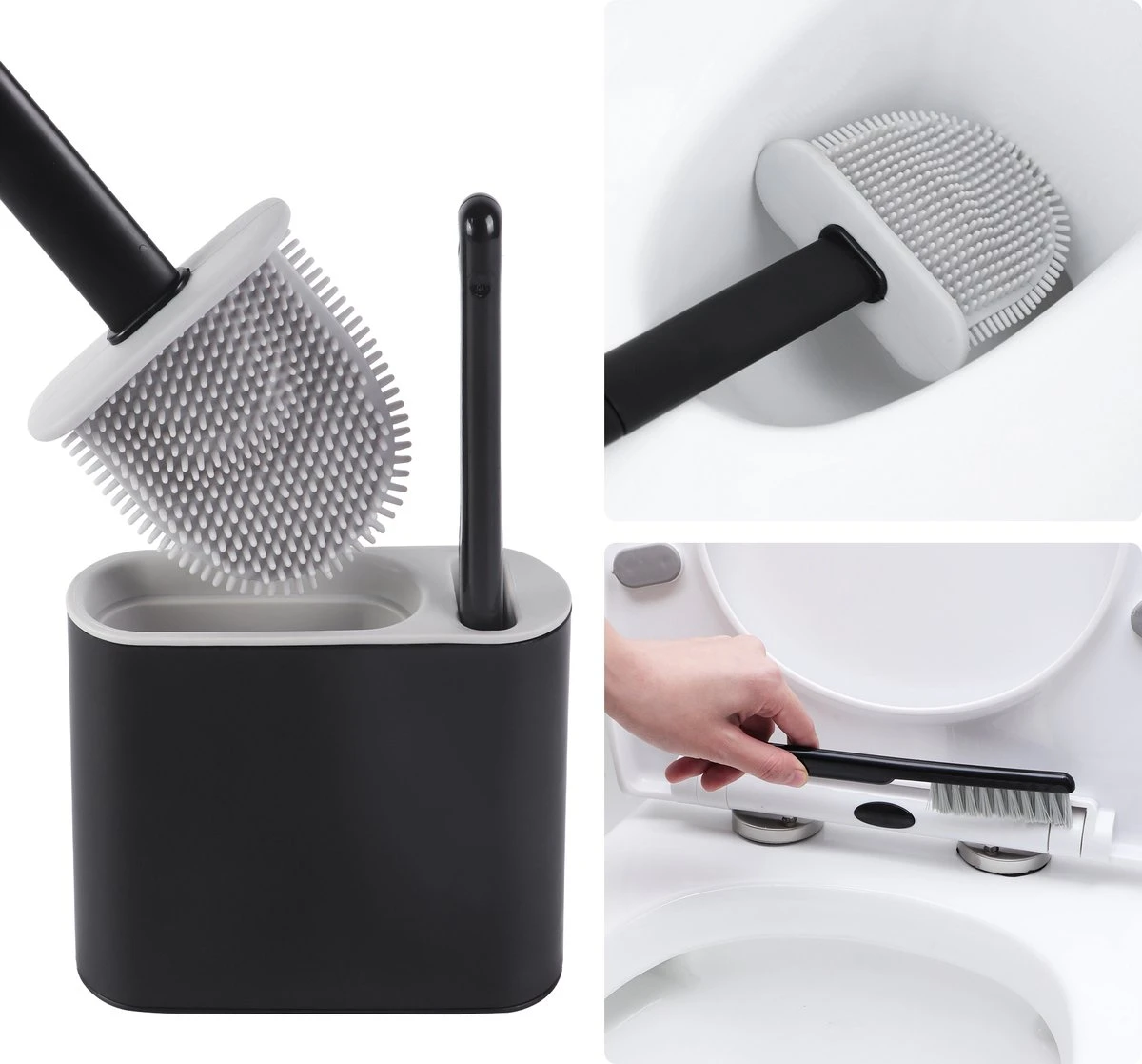Lopoleis WC Borstel – Toiletborstel – Gesloten Bodem – WC Borstel Met Randreiniger – Siliconen – Zwart – WC Borstel Met Houder – Vrijstaand – Hangend – WC Borstel En Houder 7 Lopoleis WC Borstel – Toiletborstel – Gesloten Bodem – WC Borstel Met Randreiniger – Siliconen – Zwart – WC Borstel Met Houder – Vrijstaand – Hangend – WC Borstel En Houder - Afbeelding 5