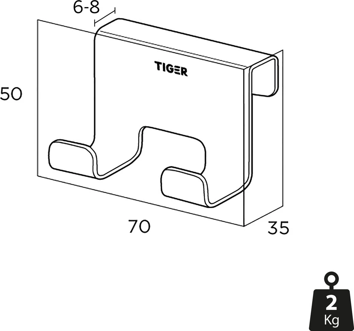 Tiger Caddy - Douchehaak - Glaspaneel Dikte 6-8 Mm - 3,5 X 7 X 5 Cm - Chroom 4 Tiger Caddy - Douchehaak - Glaspaneel Dikte 6-8 Mm - 3,5 X 7 X 5 Cm - Chroom - Afbeelding 2