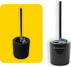 Toiletborstel Met Zwarte Borstel- Keramiek - Zwart - RVS - WC Borstel In Ronde Houder 11 Toiletborstel Met Zwarte Borstel- Keramiek - Zwart - RVS - WC Borstel In Ronde Houder -Badkamer Wijs 1200x1131