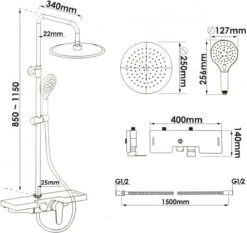 Doucheset - Met Douchemengkraan - En Regendouche - Zwart 14 Doucheset - Met Douchemengkraan - En Regendouche - Zwart -Badkamer Wijs 1200x1131 3