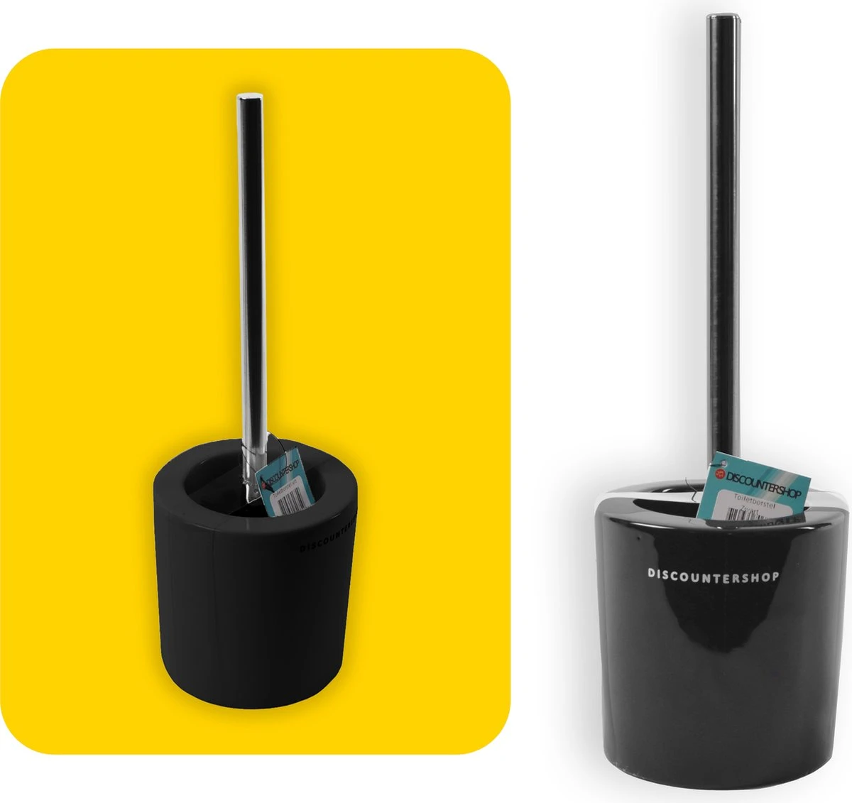Toiletborstel Met Zwarte Borstel- Keramiek - Zwart - RVS - WC Borstel In Ronde Houder 4 Toiletborstel Met Zwarte Borstel- Keramiek - Zwart - RVS - WC Borstel In Ronde Houder - Afbeelding 2