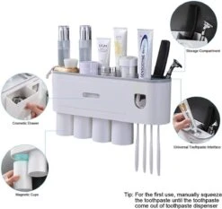 Cadeau Tip Moderne Tandpasta Dispenser/Tandenborstel Houder/Ophangsysteem/Grijs/Wit -Badkamer Wijs 1200x1133 4