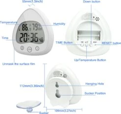 Merkloos Douchetimer - Douchewekker - Kookwekker - Douche Klok - Badkamer Klok - Waterproof - Draadloos - Zuignap - Digitaal -Badkamer Wijs 1200x1134 4