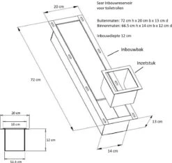 SAAR -Inbouw Toilet Reserve Rolhouder RVS - Met - MAT WIT - Inzetstuk , (uitneembaar) -72 X 20 X 13 Cm - Inbouwdiepte 12 Cm 12 SAAR -Inbouw Toilet Reserve Rolhouder RVS - Met - MAT WIT - Inzetstuk , (uitneembaar) -72 X 20 X 13 Cm - Inbouwdiepte 12 Cm -Badkamer Wijs 1200x1135 1
