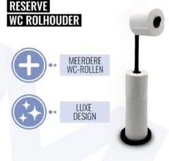 MM Brands WC Rolhouder - Toiletrol Houder Staand - WC Papier Rollenhouder Zonder Boren - Zwart -Badkamer Wijs 1200x1139 2