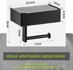 1FORME | Toiletrolhouder | WC-rolhouder | Met Plankje / Plateau | Met Opbergvak Vochtige Doekjes | RVS Zwart | Met Of Zonder Boren | -Badkamer Wijs 1200x1141 2