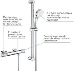 GROHE Grohtherm-1000 Performance Renovatieset - Met Thermostaatkraan, Koppelingen, Glijstang En Hoofddouche - CoolTouch - Chroom -Badkamer Wijs 1200x1142 7