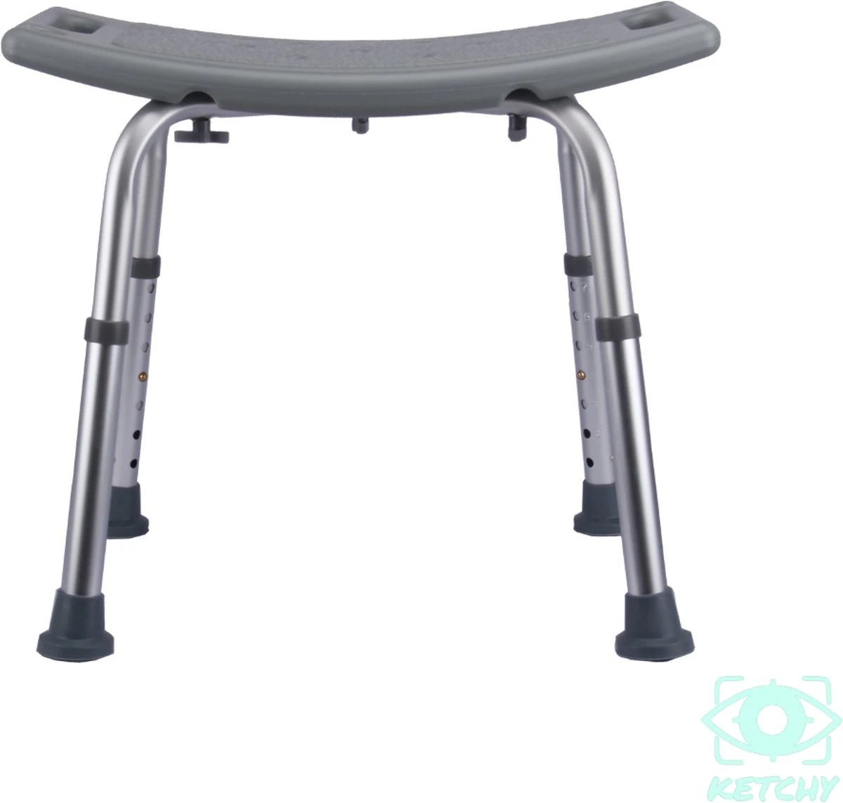 Ketchy Douchekruk - In Hoogte Verstelbaar - Douchekrukje - Roestvrij - 130kg Draagkracht - Comfortabel Zitkussen 5 Ketchy Douchekruk - In Hoogte Verstelbaar - Douchekrukje - Roestvrij - 130kg Draagkracht - Comfortabel Zitkussen - Afbeelding 3