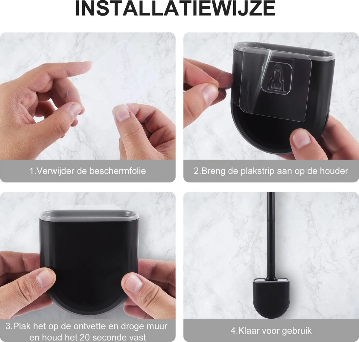 WC Borstel – Siliconen – Zwart – WC Borstel Met Houder – Vrijstaand – Hangend – WC Borstel En Houder – WC Borstel Zwart 4 WC Borstel – Siliconen – Zwart – WC Borstel Met Houder – Vrijstaand – Hangend – WC Borstel En Houder – WC Borstel Zwart - Afbeelding 2