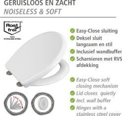 WENKO WC Bril Gubbio - Antibacterieel Wit Duroplast - Easy-Close Sluiting - Fix-Clip Bevestiging In RVS - Belastbaar Tot 350 Kg - Toiletbril - Toiletzitting -Badkamer Wijs 1200x1144 19