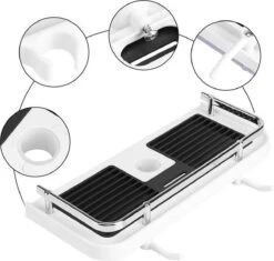 Merkloos Doucherek Zonder Boren –Douchemand- Badkamerrek-Doucheplank- Badkamer Organiser- Doucherek Hangend-Doucherek Zwart – Doucherek Hangend – Badkamer Organizer – Douche Organizer - Doucherekje - Doucherekje Zonder Boren-Zilver-Zwart-Wit -Badkamer Wijs 1200x1144