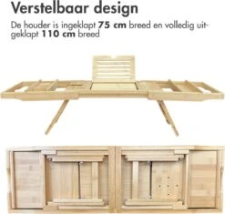 IMoshion Badplank Voor In Bad - Dienblad Inclusief Pootjes - Tablet Houder - Badrek Uitschuifbaar 75 Tot 110 Cm - Lichtbruin -Badkamer Wijs 1200x1144 8