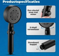 Imperatoris | DoucheSet - Douchekop Met Slang, Houder & Badmuts/Douchemuts - Waterbesparend – Hoge Druk – Regendouche - Zwart Mat -Badkamer Wijs 1200x1144 9