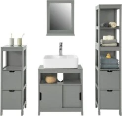 Mara Wastafel Onderkast - Badkamerkast - Badkamermeubel - Schuifdeuren - 60 X 30 X 61 Cm -Badkamer Wijs 1200x1147