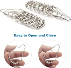 BOTC Gordijnringen - 12 Stuks Gordijn Haken - Gordijnhaken- RVS Gordijn Ringen Voor Gordijn Roede - Sliver -Badkamer Wijs 1200x1149 6