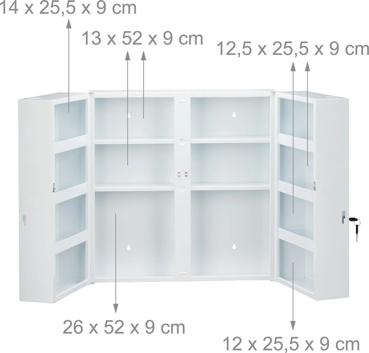 Relaxdays Medicijnkastje Afsluitbaar - Medicatiekastje - Badkamerkast Medicijnen - Wit 8 Relaxdays Medicijnkastje Afsluitbaar - Medicatiekastje - Badkamerkast Medicijnen - Wit - Afbeelding 6