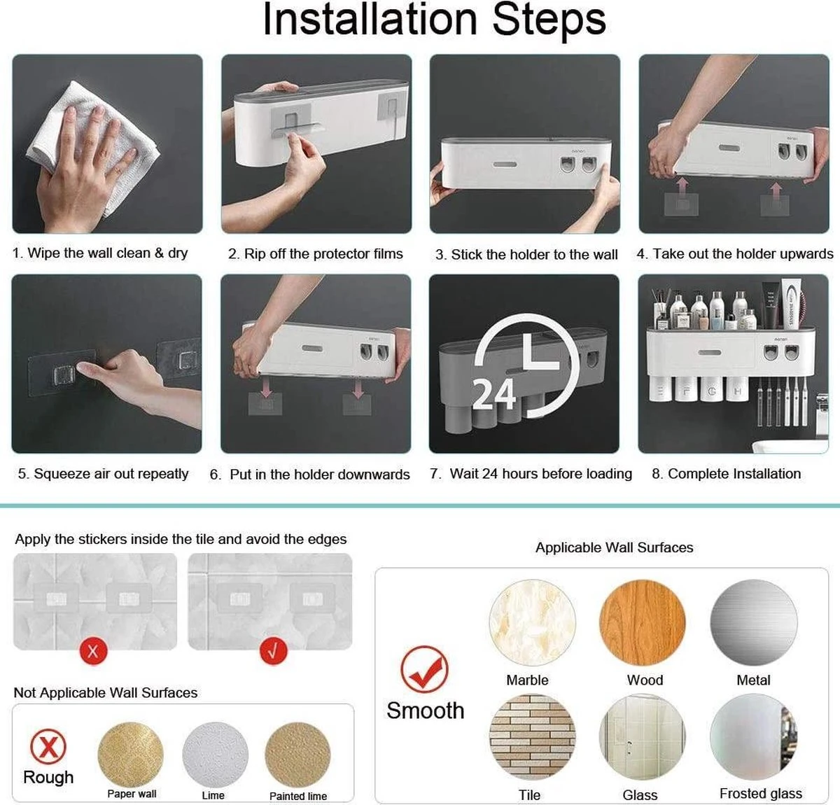 Tandenborstelhouder Badkamer - LB545 – Elektrische Tandenborstel Houder - Opbergbox - Tandenborstel - Automatische Tandpasta Knijper Dispenser - Badkamer Accessoires 5 Tandenborstelhouder Badkamer - LB545 – Elektrische Tandenborstel Houder - Opbergbox - Tandenborstel - Automatische Tandpasta Knijper Dispenser - Badkamer Accessoires - Afbeelding 3