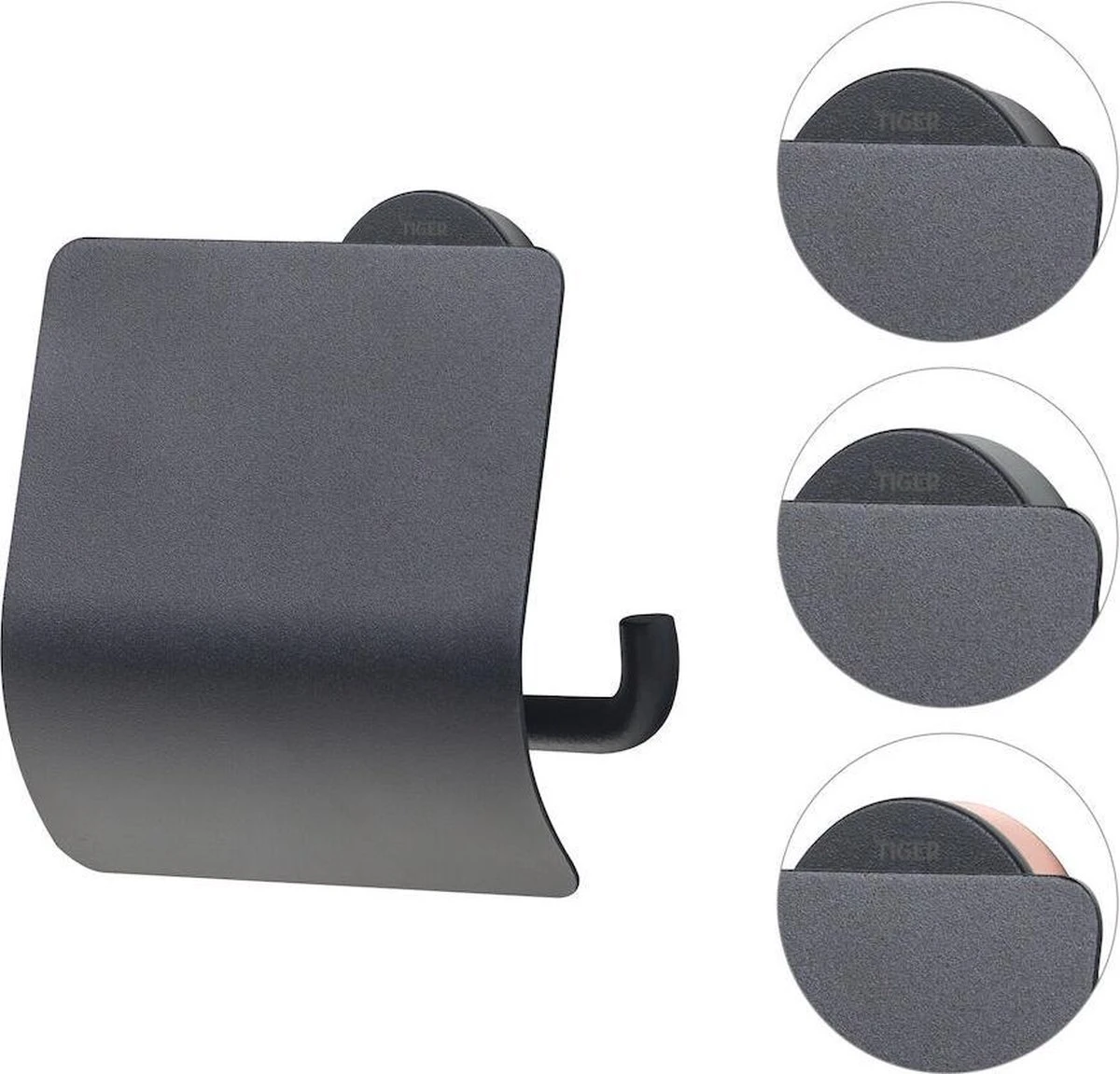 Tiger Urban Toiletaccessoireset - Toiletborstel Met Houder - Toiletrolhouder Met Klep - Handdoekhaak - Zwart 9 Tiger Urban Toiletaccessoireset - Toiletborstel Met Houder - Toiletrolhouder Met Klep - Handdoekhaak - Zwart - Afbeelding 7