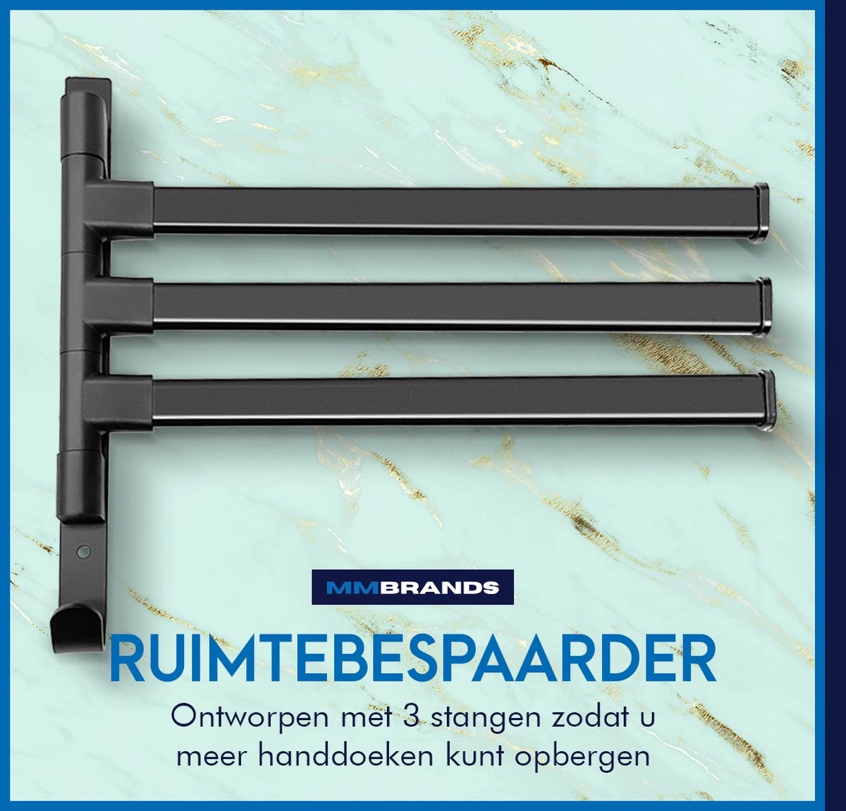 MM Brands Handdoekrek - Handdoekhouder - Badkamer Accessoires - Zelfklevend Handdoekenrek - 3-delig - Zwart - 24 X 6 X 1 CM 8 MM Brands Handdoekrek - Handdoekhouder - Badkamer Accessoires - Zelfklevend Handdoekenrek - 3-delig - Zwart - 24 X 6 X 1 CM - Afbeelding 6