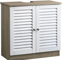 Casaria Wastafel Onderkast Met Uitsparing 60 X 30 X 60cm Witbruin -Badkamer Wijs 1200x1152 16