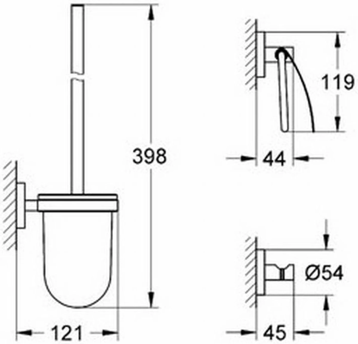 GROHE Essentials Accessoireset - Toiletrolhouder - Toiletborstelset - Haak 10 GROHE Essentials Accessoireset - Toiletrolhouder - Toiletborstelset - Haak - Afbeelding 8