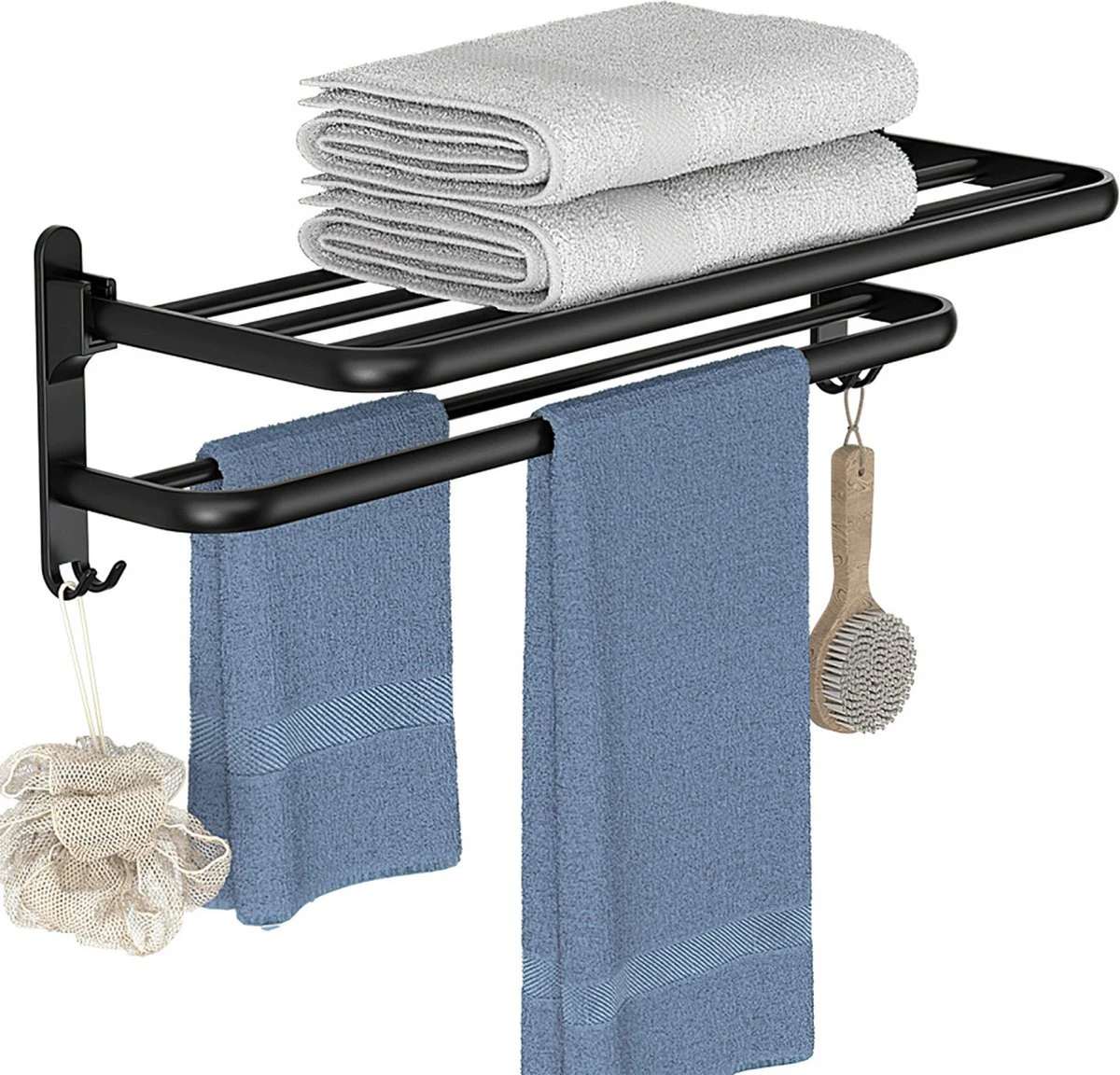 Vannons - Handdoekrek - Handdoekrek Badkamer - 2 Handdoeken - Handdoekrek Zelfklevend - Zwart 3 Vannons - Handdoekrek - Handdoekrek Badkamer - 2 Handdoeken - Handdoekrek Zelfklevend - Zwart