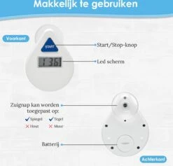 Douchetimer - Douchewekker - Showertimer - Douche Klok - Douchecoach - Met Zuignap - Waterbesparend - Digitaal - 5 Minuten -Badkamer Wijs 1200x1153 12