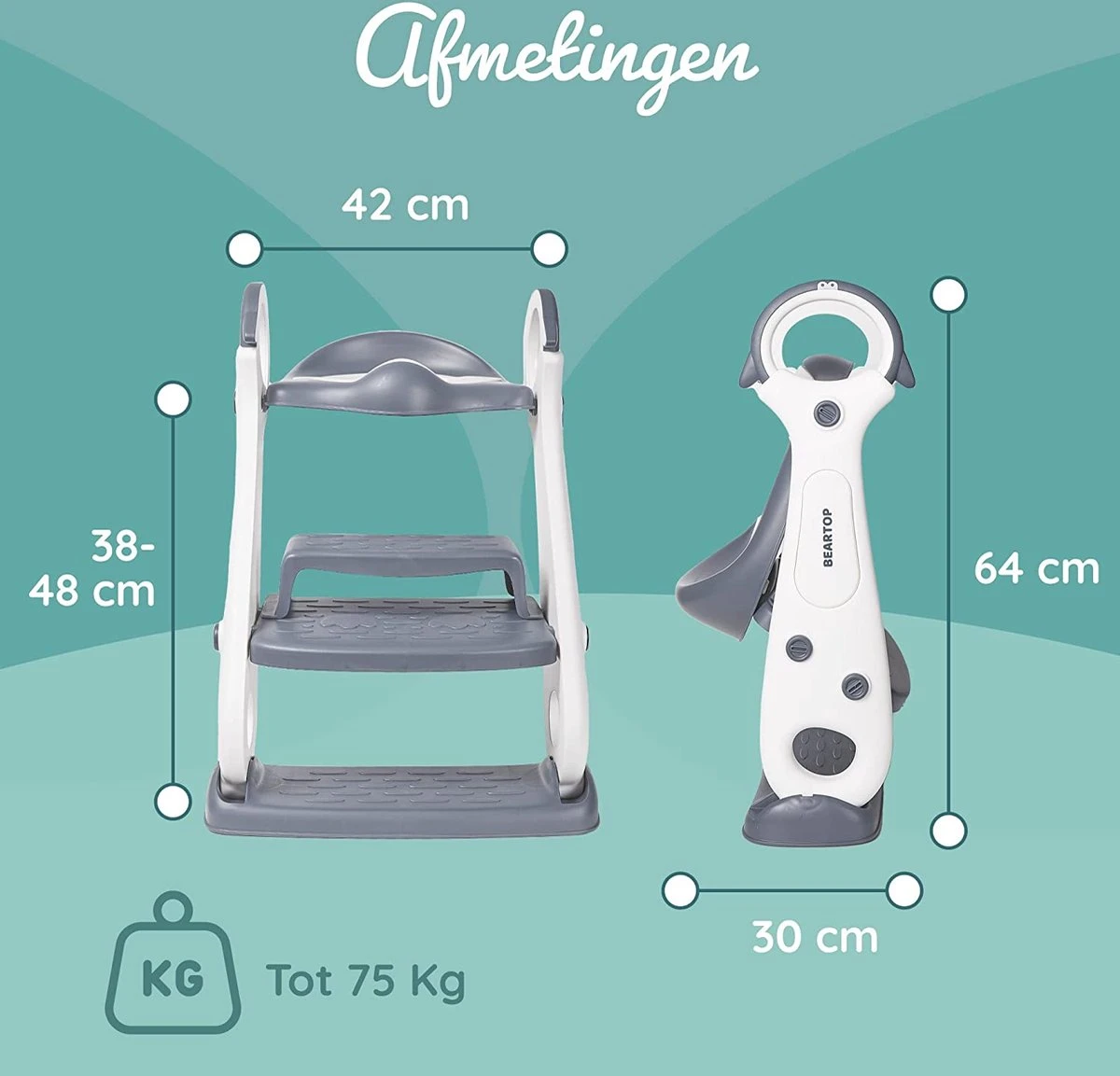 Premium Toiletzitting Voor Kinderen Met Een Trap Van BEARTOP | Antislip | Toilethoogte 38-42cm | Stabieler Ontwerp 2021 | Tot 75kg | Toilettrainer, Toiletzitting, Trainer 4 Premium Toiletzitting Voor Kinderen Met Een Trap Van BEARTOP | Antislip | Toilethoogte 38-42cm | Stabieler Ontwerp 2021 | Tot 75kg | Toilettrainer, Toiletzitting, Trainer - Afbeelding 2