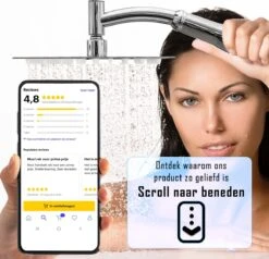 Regendouchekop Deluxe - ø 28CM - Douchekop Met Doucheslang En Douchekophouder - RVS -Badkamer Wijs 1200x1154