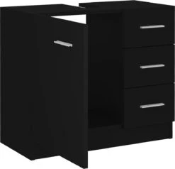 VidaXL Wastafelkast 63x30x54 Cm Spaanplaat Zwart -Badkamer Wijs 1200x1154 3