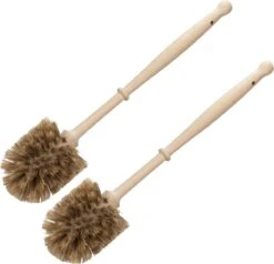 2x Stuks Houten Wc/toiletborstels Bruin 36 Cm - Toilet/badkameraccessoires Wc-borstels