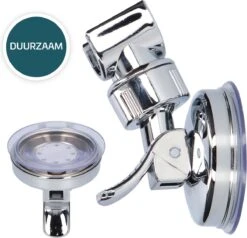 Moodcare® Verplaatsbare Douchekophouder Zelfklevend - Chroom – Douchekop Houder Zonder Boren – Wandhouder Douchekop Zuignap