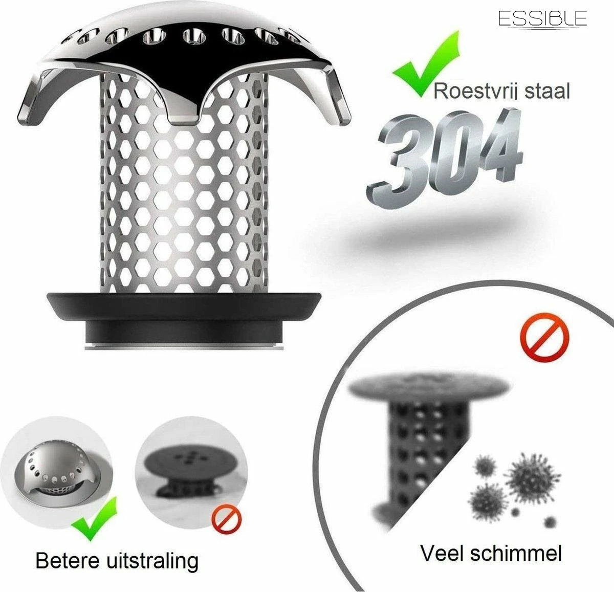Afvoer Ontstopper- Haarvanger - Anti-Verstoppingen - Gootsteen Zeef - Haarfilter - RVS 6 Afvoer Ontstopper- Haarvanger - Anti-Verstoppingen - Gootsteen Zeef - Haarfilter - RVS - Afbeelding 4