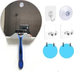 Deluqse Douchespiegel - Spiegel Zuignap - Rond - Reisspiegel - Douche Spiegel Anti-Condens - Anti-Condens Spiegel - Douchespiegel Met Zuignap - Met Scheermeshouder -Badkamer Wijs 1200x1157