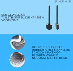 WC Borstel - Siliconen Borstel Met Houder - Hangend Met Plakstrip - Duurzaam Toilet Borstel - Zwart - Rheme -Badkamer Wijs 1200x1160 3