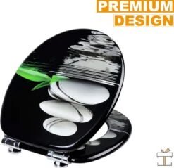 Happyment Antibacteriële Toiletbril - Met Softclose - Universeel - Toiletbrillen Met Kiezel Print - WC Bril - Toiletzitting -Badkamer Wijs 1200x1161 21