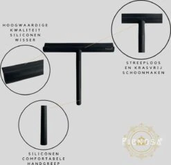 Fienosa Douchewisser Anti Kras Siliconen - Zachte Glashaak - Zwart -Badkamer Wijs 1200x1161 6