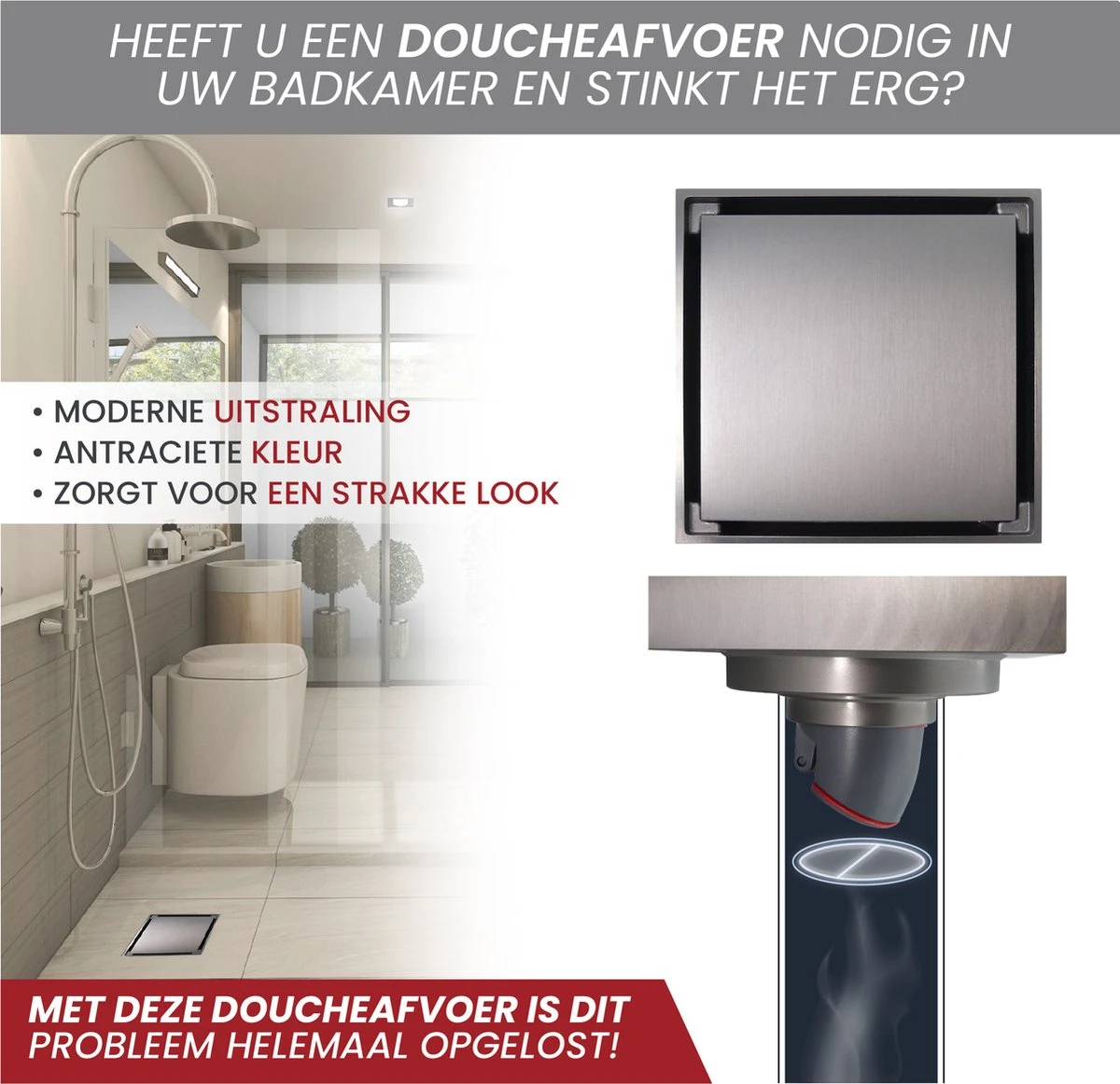 Lenga Doucheput Antraciet Vierkant - 10x10 Cm - Moderne Douche Put - Stankafsluiter - Afvoerput - Douchegoot - Doucherooster - Douchedrain 5 Lenga Doucheput Antraciet Vierkant - 10x10 Cm - Moderne Douche Put - Stankafsluiter - Afvoerput - Douchegoot - Doucherooster - Douchedrain - Afbeelding 3