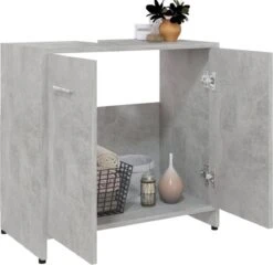 VidaXL Badkamerkast 60x33x61 Cm Spaanplaat Betongrijs -Badkamer Wijs 1200x1164 16