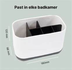 Merkloos Tandenborstelhouder Vrijstaand - Badkamer Organizer Met Lekbak - Badkamer Accessoires - 6 Sorteervakken - Tandenborstel - Wit Met Zwart -Badkamer Wijs 1200x1165 11