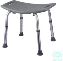 Ketchy Douchekruk - In Hoogte Verstelbaar - Douchekrukje - Roestvrij - 130kg Draagkracht - Comfortabel Zitkussen