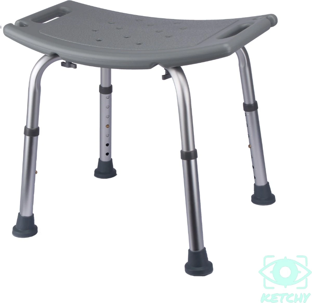 Ketchy Douchekruk - In Hoogte Verstelbaar - Douchekrukje - Roestvrij - 130kg Draagkracht - Comfortabel Zitkussen 3 Ketchy Douchekruk - In Hoogte Verstelbaar - Douchekrukje - Roestvrij - 130kg Draagkracht - Comfortabel Zitkussen
