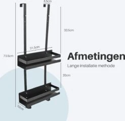 Doucherek Hangend - Ophangbaar Doucherek Matzwart - Twee Lagen - Badkamerrek - Doucherek Zonder Boren - 2 Laags - Badkamer Accessoires -Badkamer Wijs 1200x1165 8