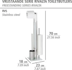 WENKO Toiletbutler Rivalta RVS Mat - Toiletborstel Met Houder, Toiletrolhouder En Reserverolhouder -Badkamer Wijs 1200x1166 5